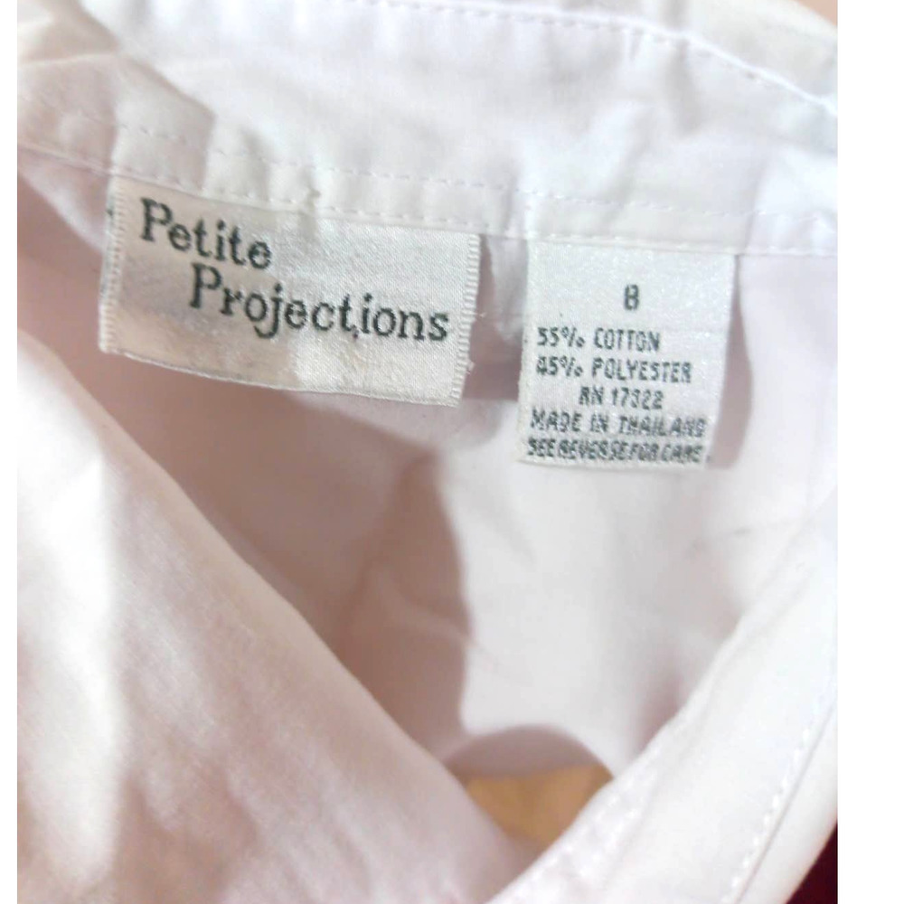 Projections Vintage  Celtic Women SZ 8 White Embroidery Cutout Collar Pleat  Top - Picture 8 of 8